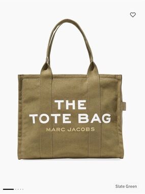 Marc Jacobs Slate Green Canvas 'The Tote Bag' with White Logo